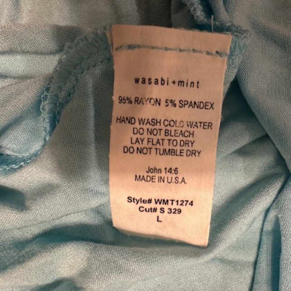 Wasabi & Mint Turquoise Back Cut Out Shirt 4263 NWT Boutique - Picture 13 of 13